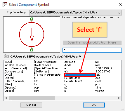 LTspice XVII Linear current dependent current source