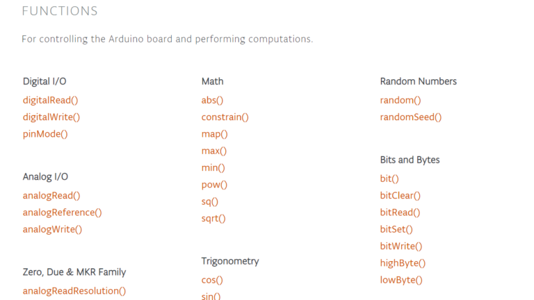 Arduino Language Reference: Functions and Libraries | Spiceman