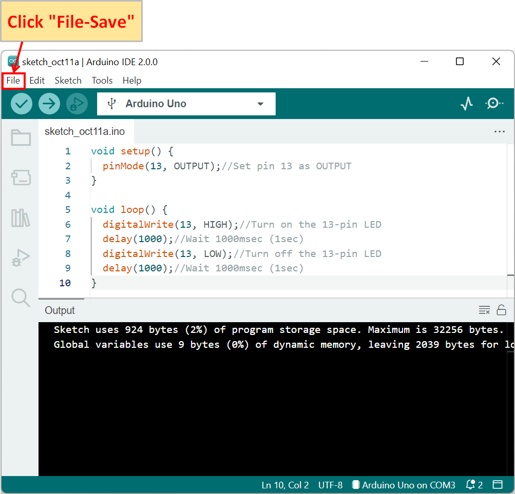 Arduino IDE file save